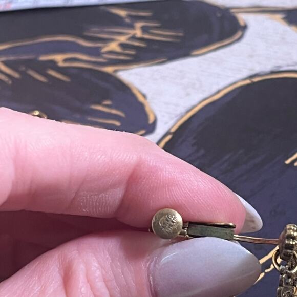 Vintage 1940s Brass Tone Celluloid Rose Intricate Floral Filigree Earrings A1 - Picture 7 of 10